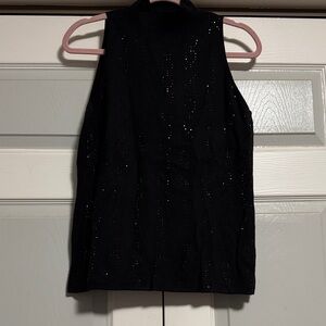 WHBM NWT size medium Black Sparkle Mock Neck Tank Top